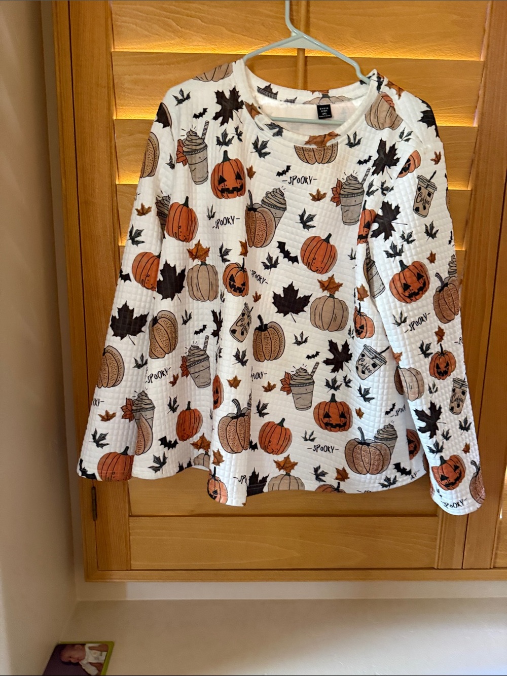 Women’s Halloween Pumpkin Long-Sleeve Costume Top - White/Orange